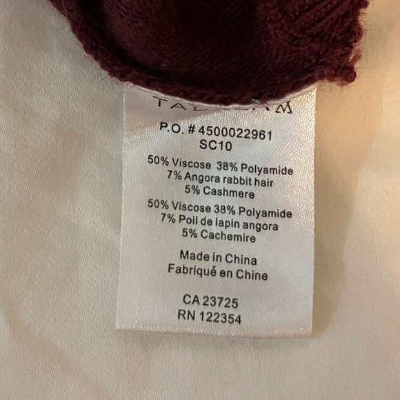 Talula (Artizia) Cashmere Blend Oversized Tunic Sweater, Burgundy, XS - Picture 10 of 11